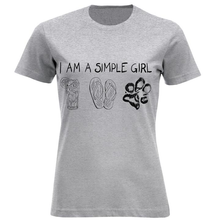 تیشرت آستین کوتاه زنانه طرح I AM A SIMPLE GIRL کد x04